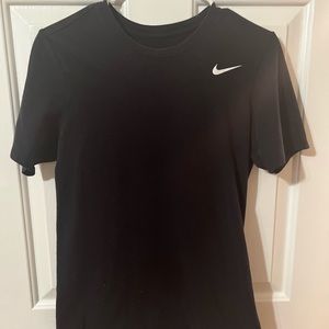 Nike Tee Black With White Swoosh on Chest
